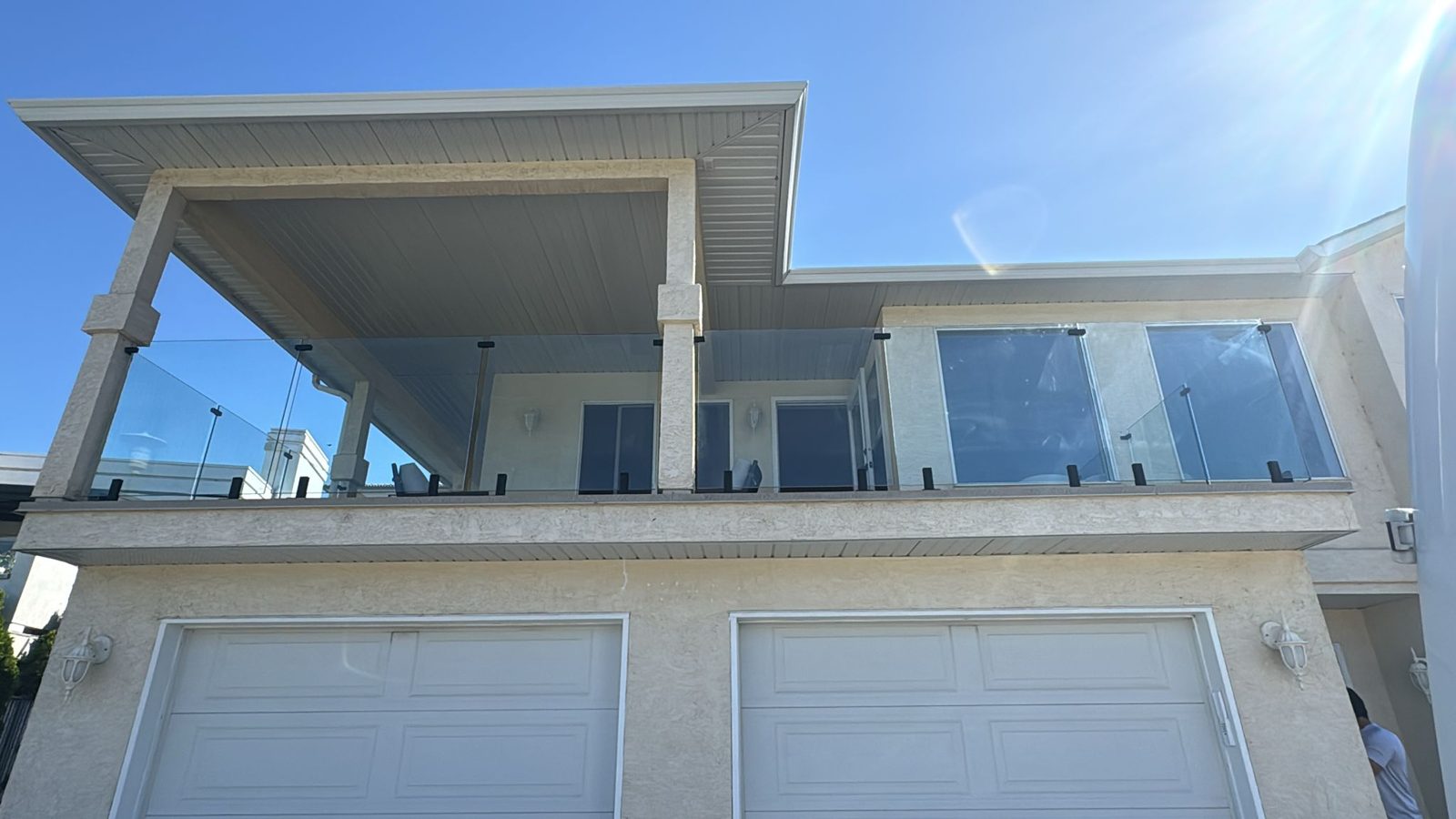 Glass balcony railings on a house in Osoyoos
